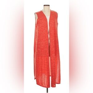 Women lularoe Joy red vest xsmall lightly long top kimono summer beach top